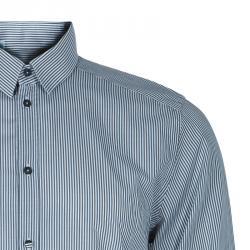 Pre Owned Dolce and Gabbana Men's Gray and White Striped Men's Shirt M