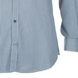 Pre Owned Dolce and Gabbana Men's Gray and White Striped Men's Shirt M