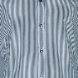 Pre Owned Dolce and Gabbana Men's Gray and White Striped Men's Shirt M