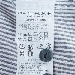 Pre Owned Dolce and Gabbana Men's Gray and White Striped Men's Shirt M
