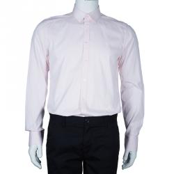 مملوكة مسبقًا قميص دولتشي أند غابانا وردي مخطط للرجال M