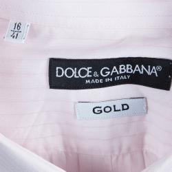 مملوكة مسبقًا قميص دولتشي أند غابانا وردي مخطط للرجال M