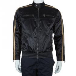 Pre Owned Dolce and Gabbana Black and Gold Bomber Jacket M