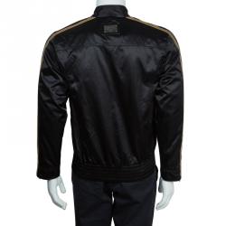 Pre Owned Dolce and Gabbana Black and Gold Bomber Jacket M