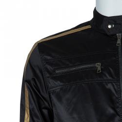 Pre Owned Dolce and Gabbana Black and Gold Bomber Jacket M