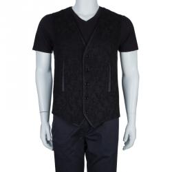 Pre Owned Dolce and Gabbana Black Wool Waistcoat XL