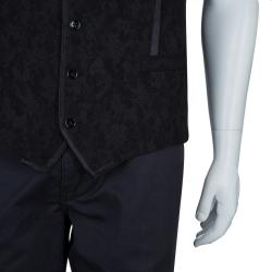 Pre Owned Dolce and Gabbana Black Wool Waistcoat XL