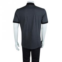 Pre Owned Dolce And Gabbana Grey Knit Contrast Collar Polo T-Shirt M