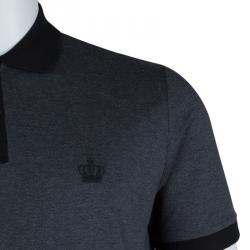 Pre Owned Dolce And Gabbana Grey Knit Contrast Collar Polo T-Shirt M
