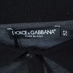 Pre Owned Dolce And Gabbana Grey Knit Contrast Collar Polo T-Shirt M