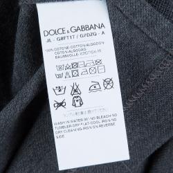 Pre Owned Dolce And Gabbana Grey Knit Contrast Collar Polo T-Shirt M