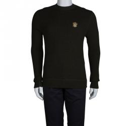 Pre Owned بلوفر دولتشي أند غابانا صوف منقوش زيتوني XL