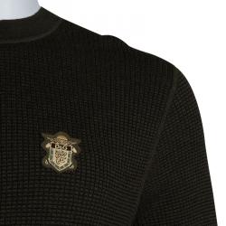 Pre Owned بلوفر دولتشي أند غابانا صوف منقوش زيتوني XL