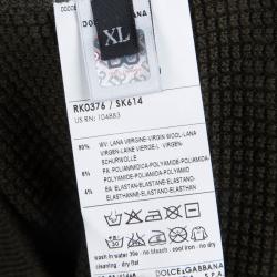 Pre Owned بلوفر دولتشي أند غابانا صوف منقوش زيتوني XL