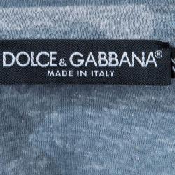 Pre Owned Dolce and Gabbana Blue Camouflage Print V-Neck T-shirt XL