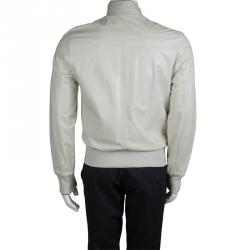 Pre Owned Dolce and Gabbana Black and White Reversible Leather Jacket M