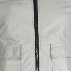Pre Owned Dolce and Gabbana Black and White Reversible Leather Jacket M