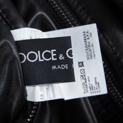 Pre Owned Dolce and Gabbana Black and White Reversible Leather Jacket M