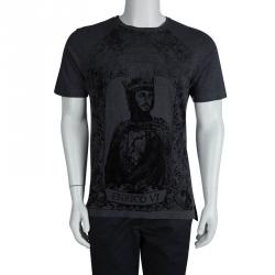 Pre Owned Dolce and Gabbana King Enrico VI Flock Printed T-shirt  M