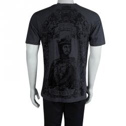 Pre Owned Dolce and Gabbana King Enrico VI Flock Printed T-shirt  M