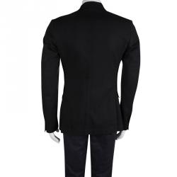 Pre Owned Dolce and Gabbana Black Cotton Double Breasted Blazer L