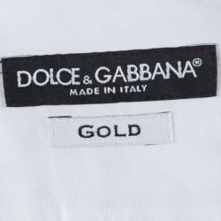 مملوكة مسبقًا قميص دولتشي أند غابانا مزين بأزرار أمامية وجيب أبيض XL