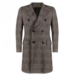 Dolce and Gabbana Multicolor Textured Wool Double Breasted Trench Coat  M