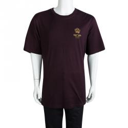 Pre Owned Dolce and Gabbana Purple Queen Bee Embellishment Detail Crew Neck T-Shirt 4XL