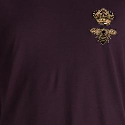 Pre Owned Dolce and Gabbana Purple Queen Bee Embellishment Detail Crew Neck T-Shirt 4XL