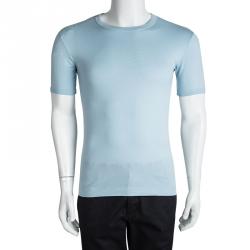 مملوكة مسبقًا Dolce and Gabbana Light Blue Crew Neck T-Shirt XS