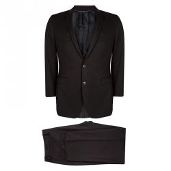 Pre Owned Dolce and Gabbana Dark Brown Wool Pant Suit M
