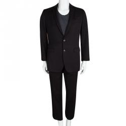 Pre Owned Dolce and Gabbana Dark Brown Wool Pant Suit M