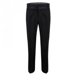Pre Owned Dolce and Gabbana Black Wool Side Stripe Detail Trousers XXL
