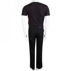 Pre Owned Dolce and Gabbana Black Wool Side Stripe Detail Trousers XXL