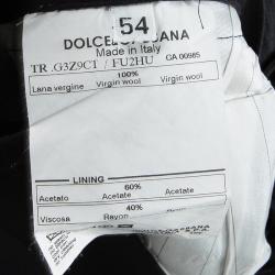 Pre Owned Dolce and Gabbana Black Wool Side Stripe Detail Trousers XXL