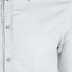 Pre Owned Dolce and Gabbana Gold White Textured Cotton Long Sleeve Shirt L