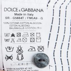 Pre Owned Dolce and Gabbana Gold White Textured Cotton Long Sleeve Shirt L