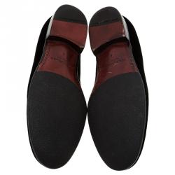 Pre Owned Dolce and Gabbana Black Velvet Embroidered Smoking Slippers Size 41