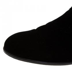 Pre Owned Dolce and Gabbana Black Velvet Embroidered Smoking Slippers Size 41