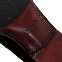 Pre Owned Dolce and Gabbana Black Velvet Embroidered Smoking Slippers Size 41