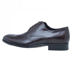 Dolce and Gabbana Brown Brogue Leather Oxfords Size 42