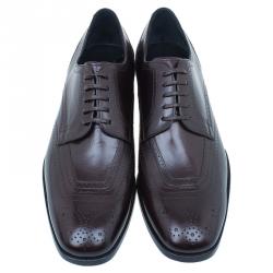 Pre Owned حذاء أوكسفورد دولتشي أند غابانا بروغ جلد بني مقاس 42