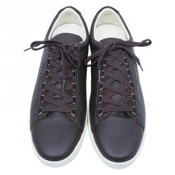 Pre Owned Dolce and Gabbana Brown Leather and Suede Sneakers Size 42.5 