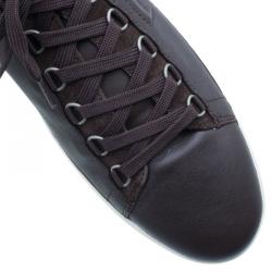 Pre Owned Dolce and Gabbana Brown Leather and Suede Sneakers Size 42.5 