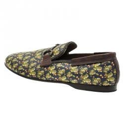 Dolce and Gabbana Green Cactus Canvas and Leather Amalfi Slip-Ons Size 43