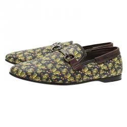 Dolce and Gabbana Green Cactus Canvas and Leather Amalfi Slip-Ons Size 43