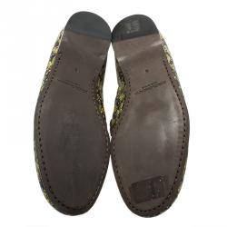 Dolce and Gabbana Green Cactus Canvas and Leather Amalfi Slip-Ons Size 43