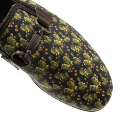 Dolce and Gabbana Green Cactus Canvas and Leather Amalfi Slip-Ons Size 43