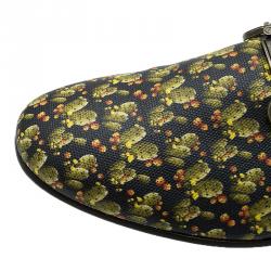 Dolce and Gabbana Green Cactus Canvas and Leather Amalfi Slip-Ons Size 43