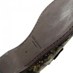 Dolce and Gabbana Green Cactus Canvas and Leather Amalfi Slip-Ons Size 43